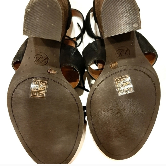 LUCKY BRAND- BLACK SUEDE HEEL SANDLES - Picture 3 of 4